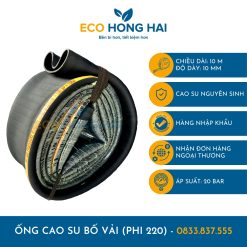 Ống cao su bố vải Phi 220 hàng nhập khẩu 20 Bar, kháng xé, chịu áp lực nhiệt độ cao - Eco Hồng Hải